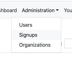 dropdown menu to access signup requests
